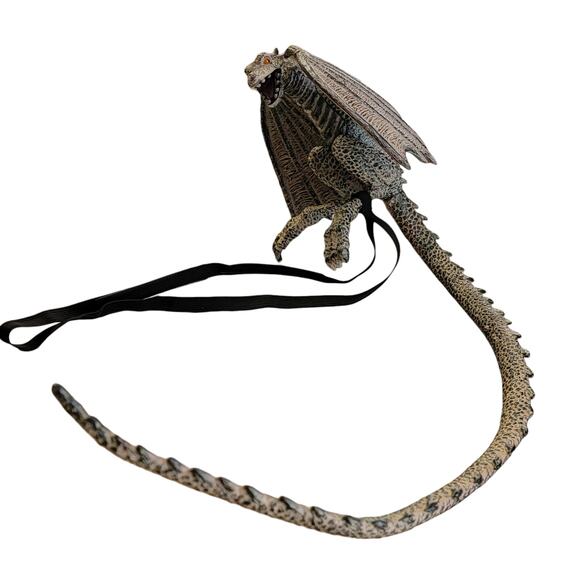 Dragon Figure 29" Long Tail Gray Plastic Toy Mythical Gothic Halloween Decor - Picture 7 of 8